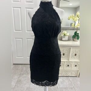 Guess Black Lace Halter Bodycon Dress
